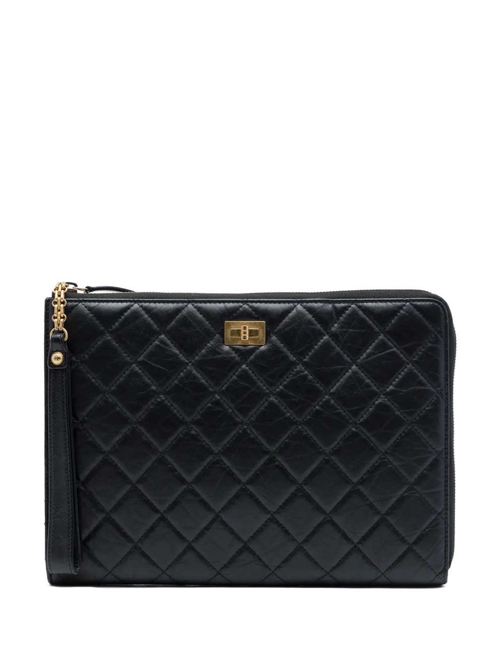 CHANEL Pre-Owned 2019 Medium Quilted Aged Calfskin Reissue 2.55 Pouch with Handle clutch bag - Schwarz