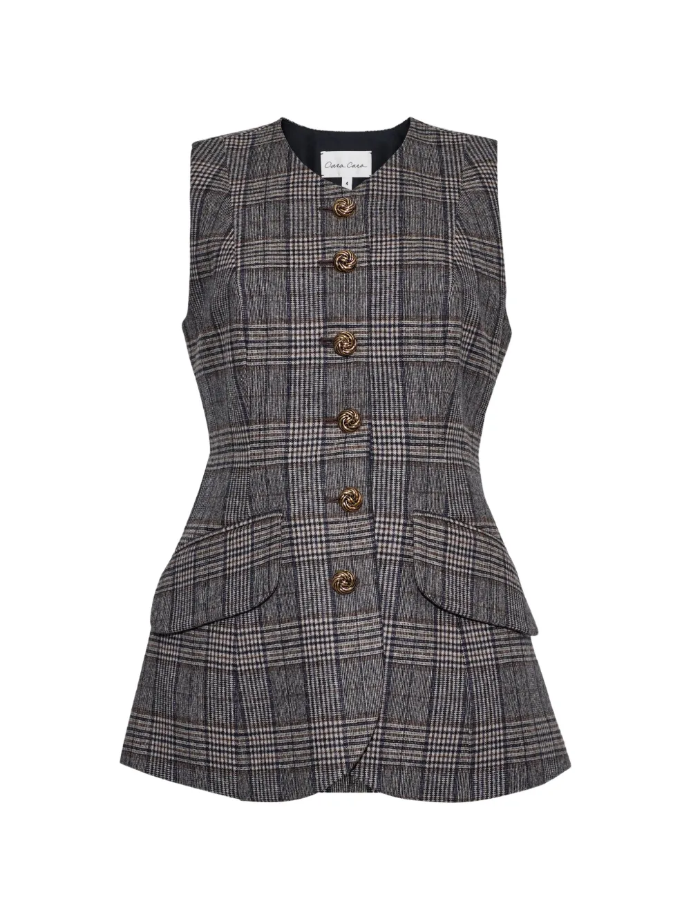 Cara Tess plaid vest Grijs