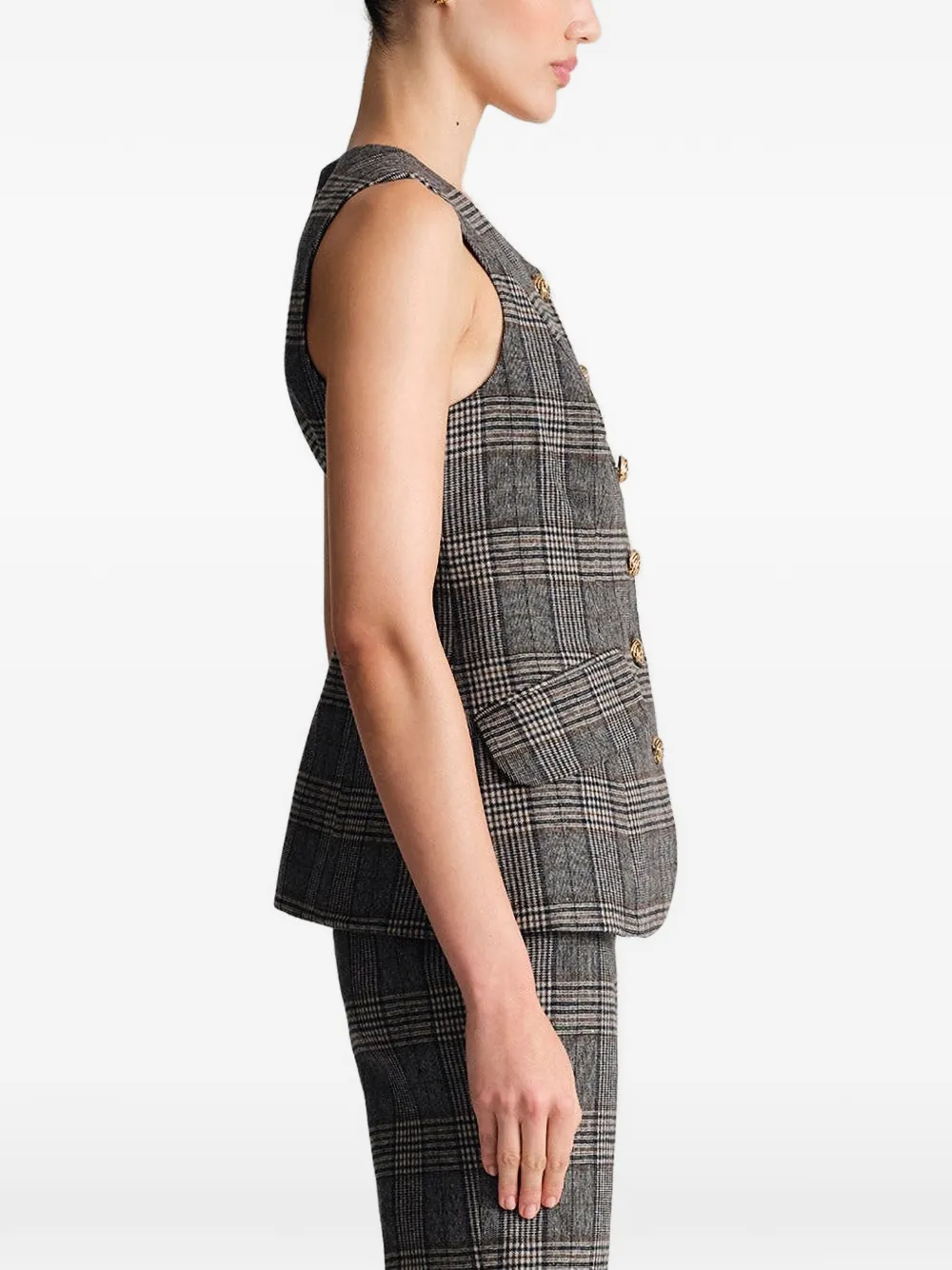 Cara Tess plaid vest Grijs