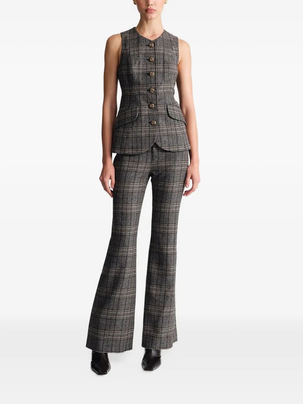 Cara Tess plaid vest Grijs
