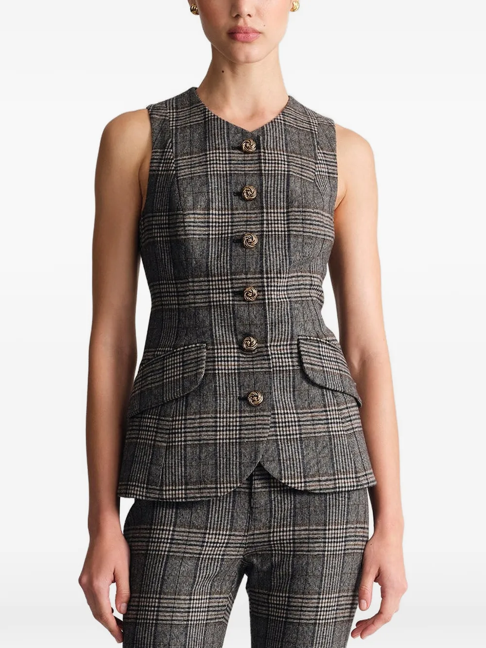 Cara Tess plaid vest Grijs
