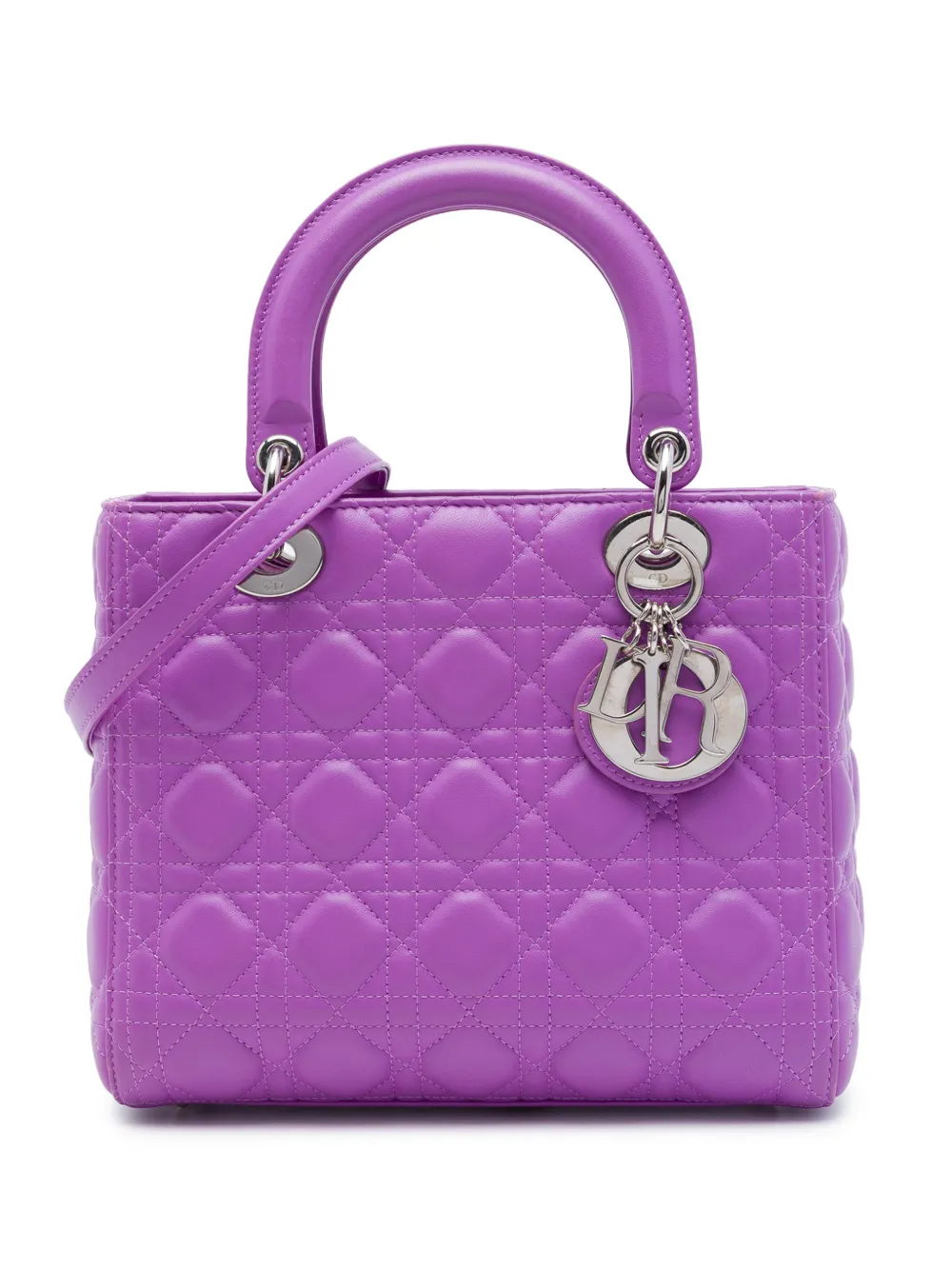 Christian Dior Pre-Owned 2014 Medium Lambskin Cannage Lady Dior satchel - Violett