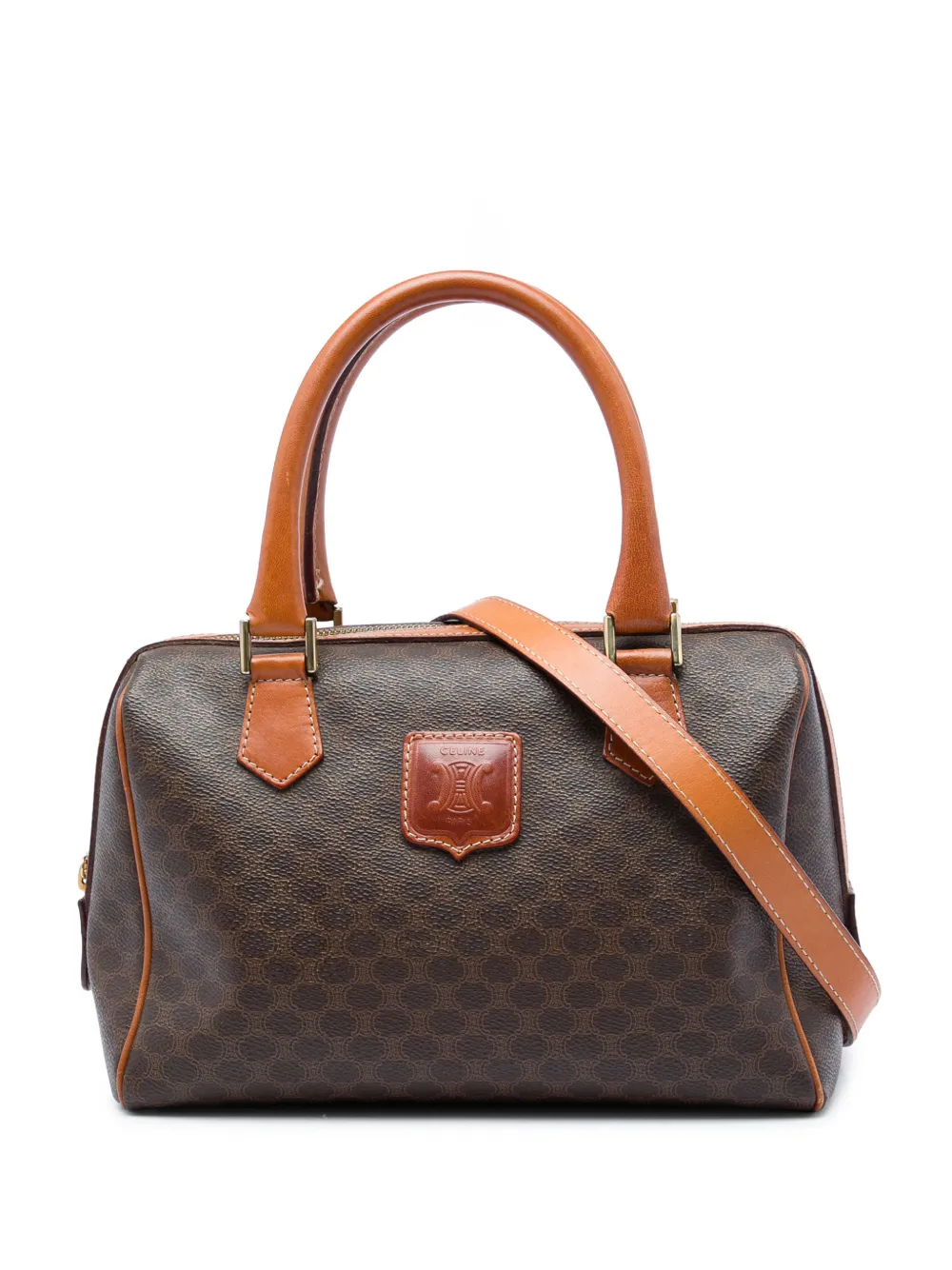 Celine Pre-Owned 2013 Macadam Coated Canvas satchel - Marrone