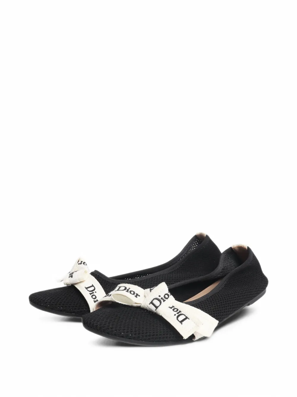 Christian Dior Pre-Owned mesh bow-detail ballet flats - Schwarz