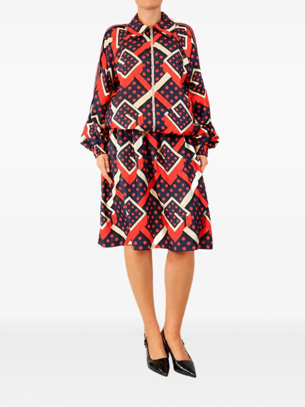 Gucci Pre-Owned geometric-print polka-dot skirt suit - Blu
