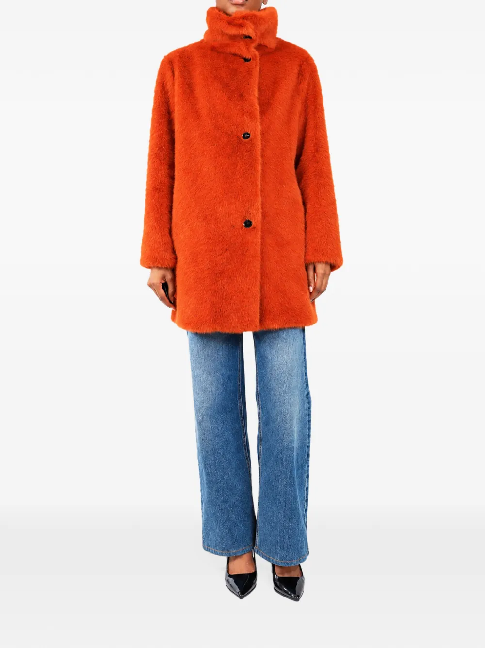 Paul Smith Vintage high-neck faux-fur coat - Orange