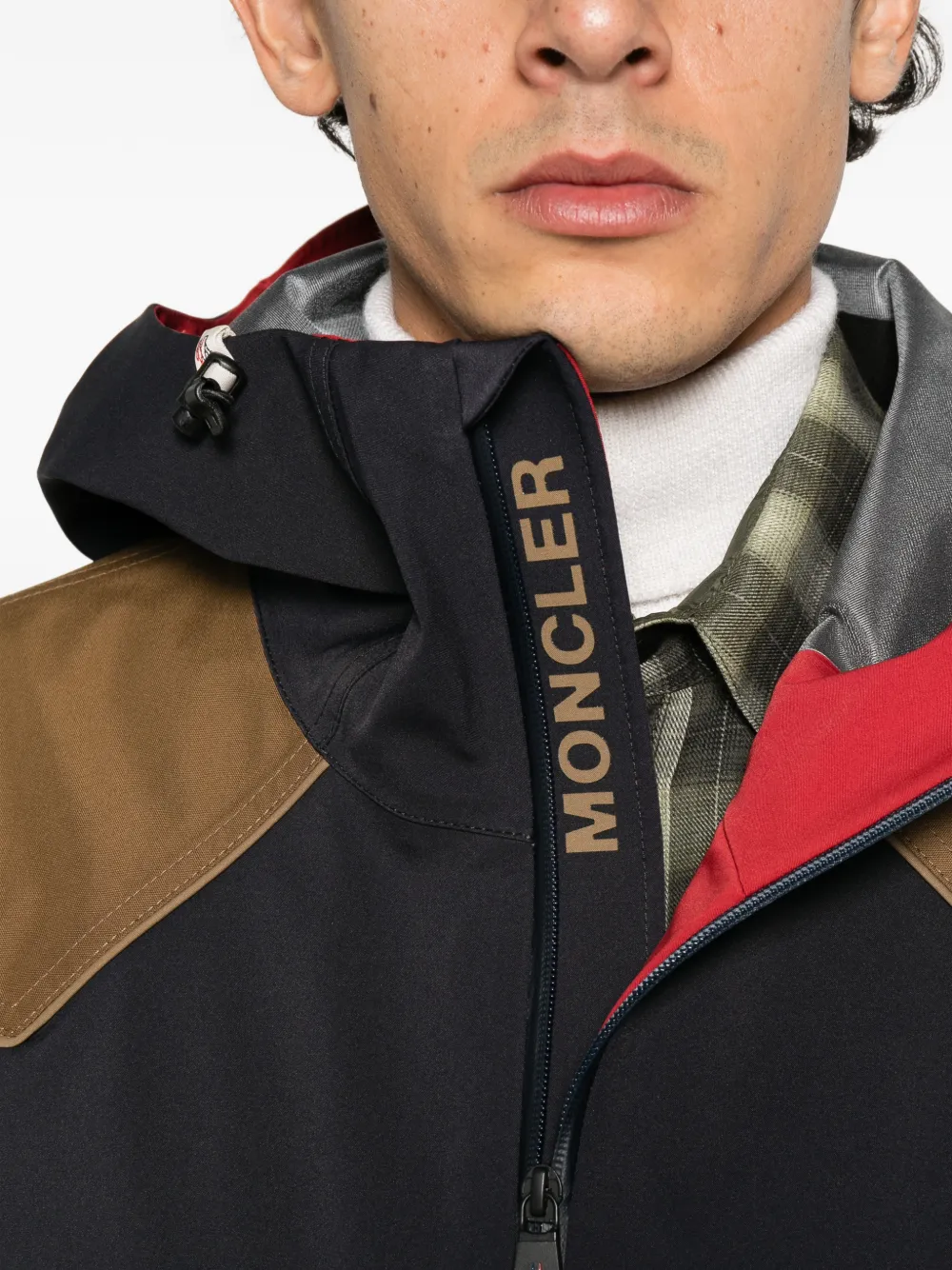 Moncler Grenoble contrast-panel hooded jacket Zwart