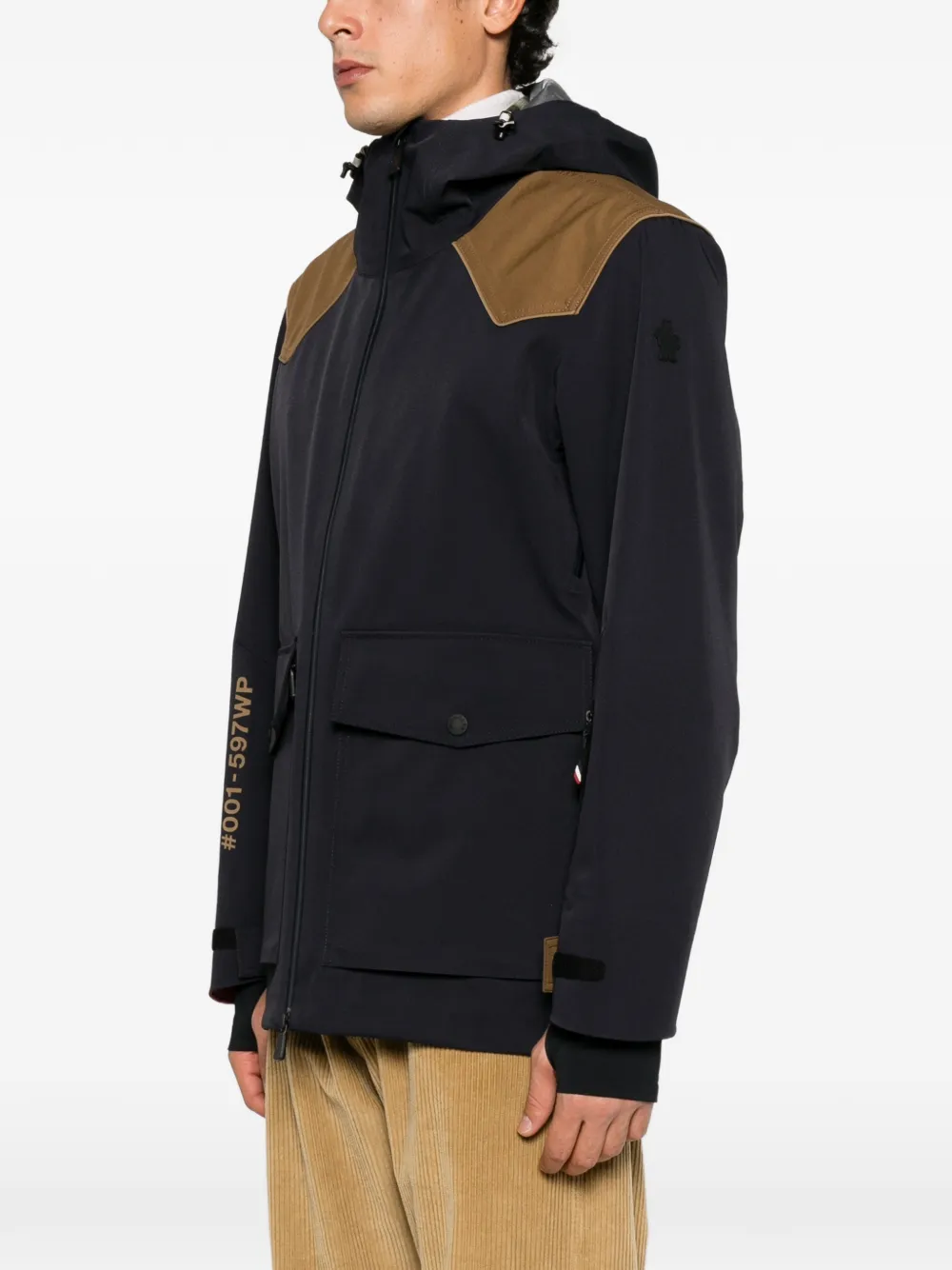 Moncler Grenoble contrast-panel hooded jacket Zwart