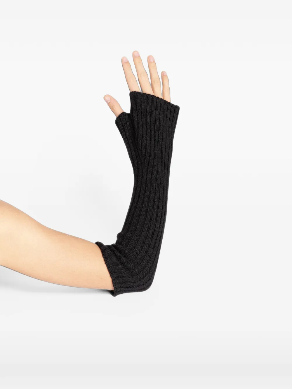 Société Anonyme Mochi ribbed-knit fingerless gloves Zwart