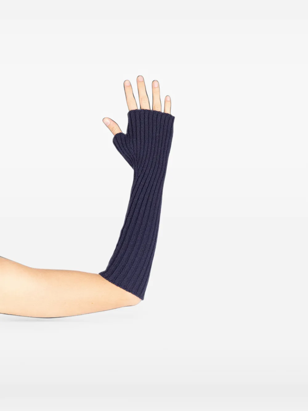 Société Anonyme Mochi ribbed-knit fingerless gloves Blauw