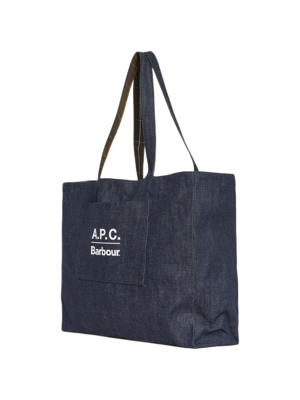 Barbour x A.P.C logo-print reversible shoulder bag Blauw