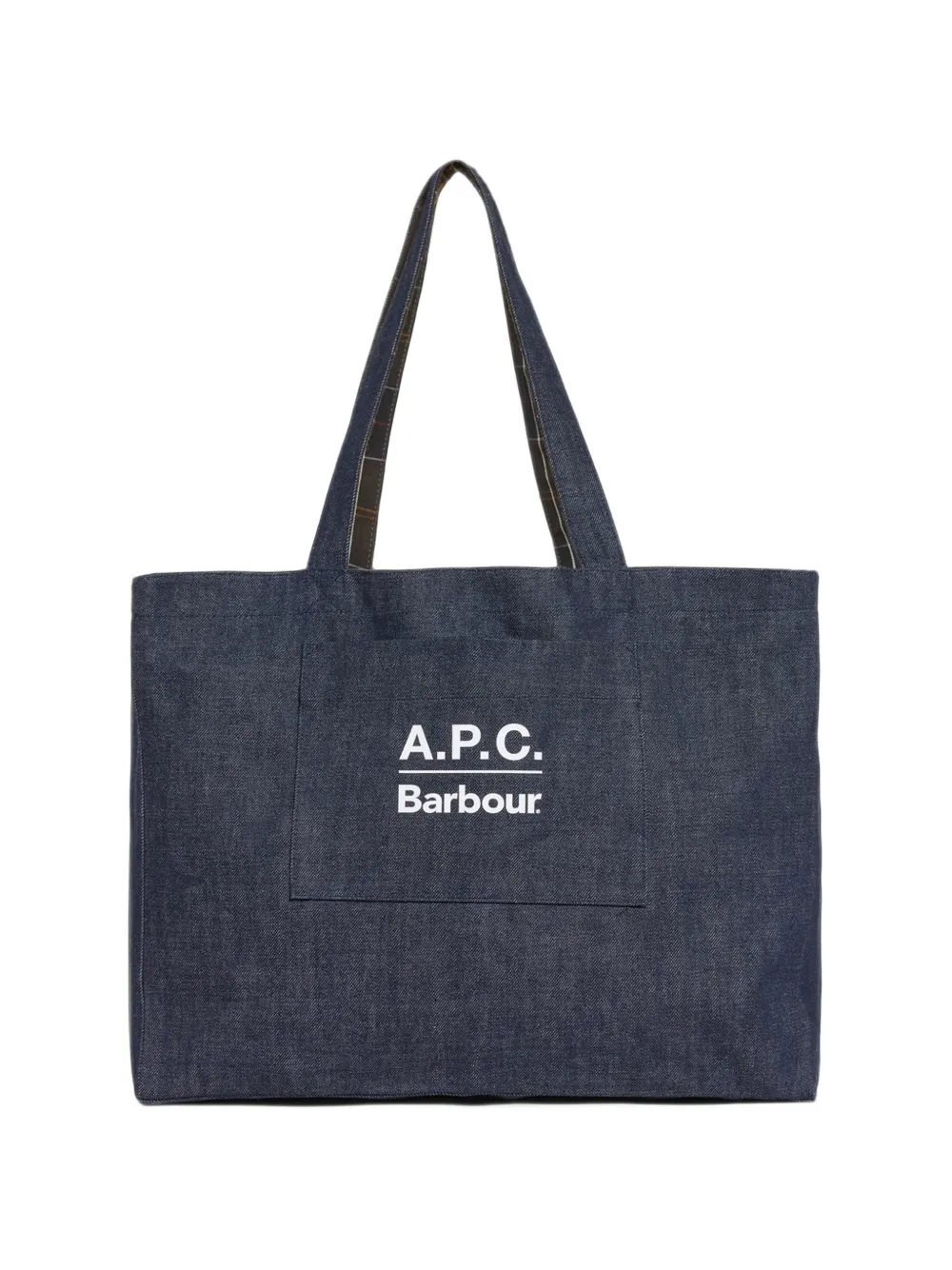 Barbour x A.P.C logo-print reversible shoulder bag Blauw