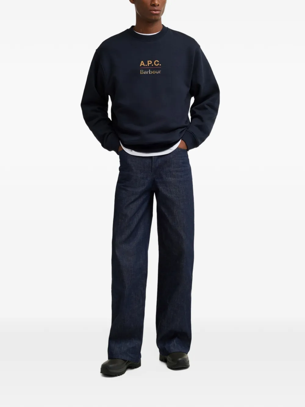 Barbour x A.P.C logo-print sweatshirt Blauw