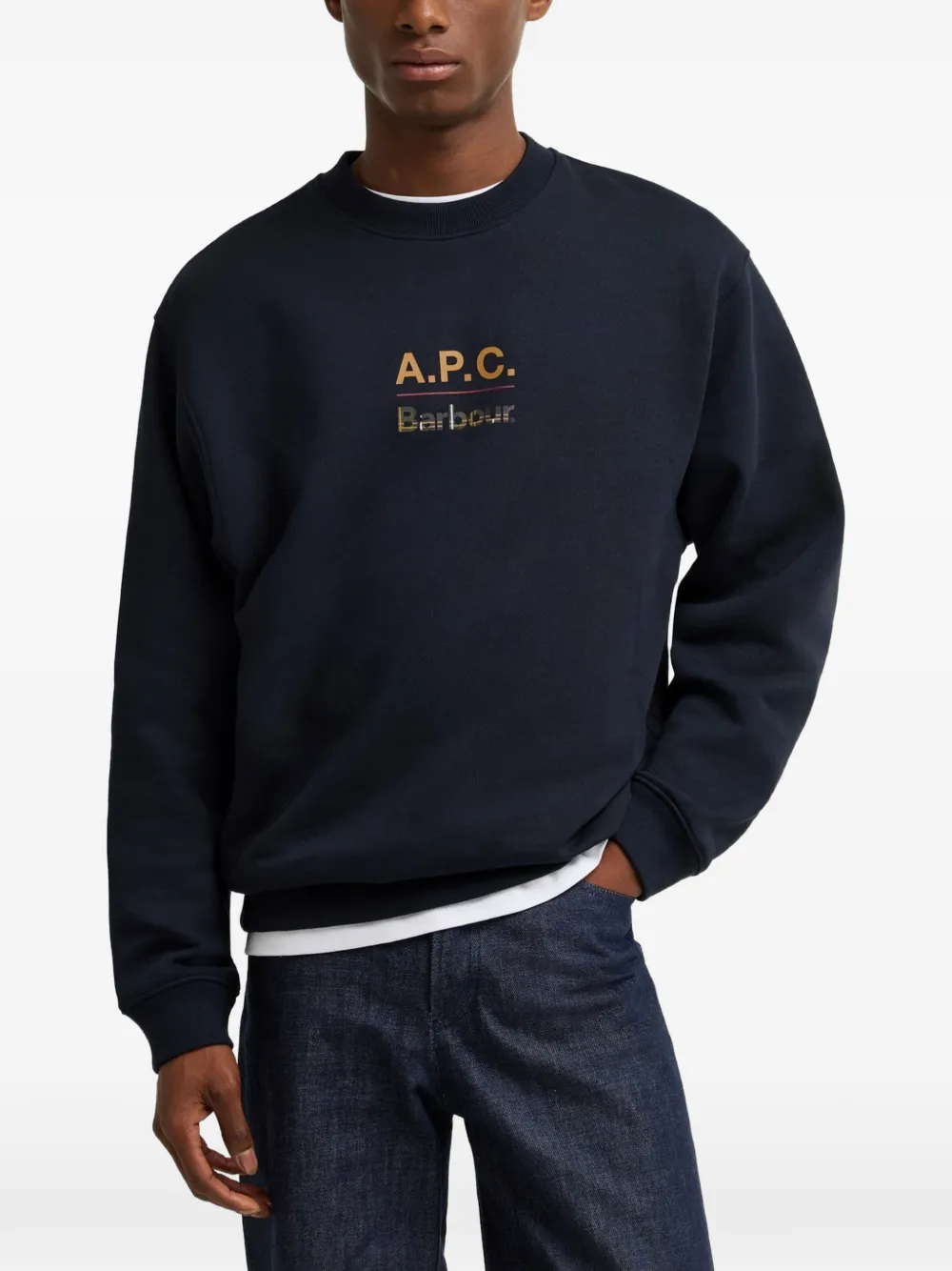 Barbour x A.P.C logo-print sweatshirt Blauw