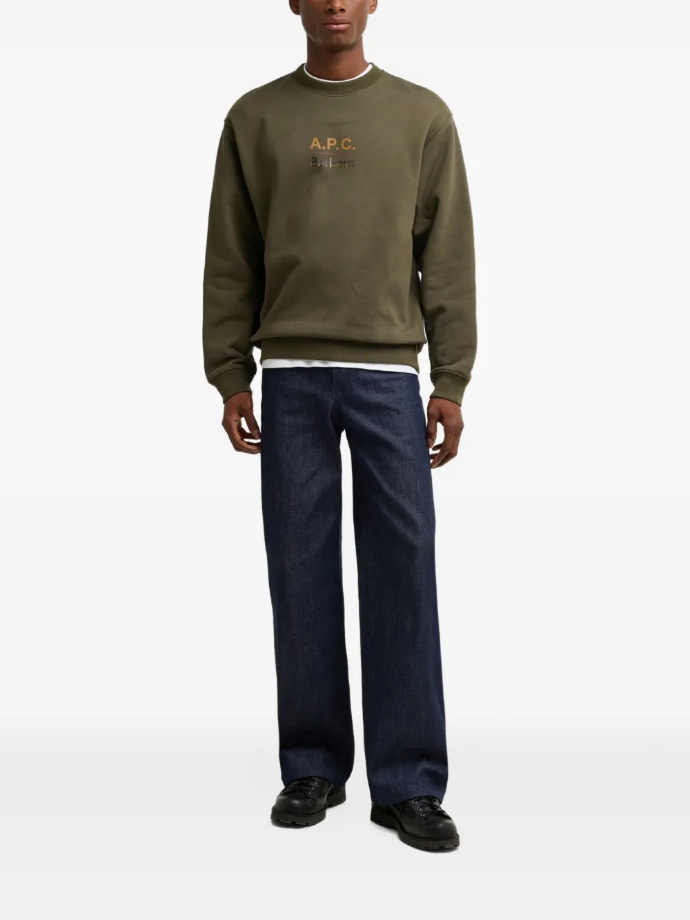 Barbour x A.P.C logo-print cotton sweater Groen
