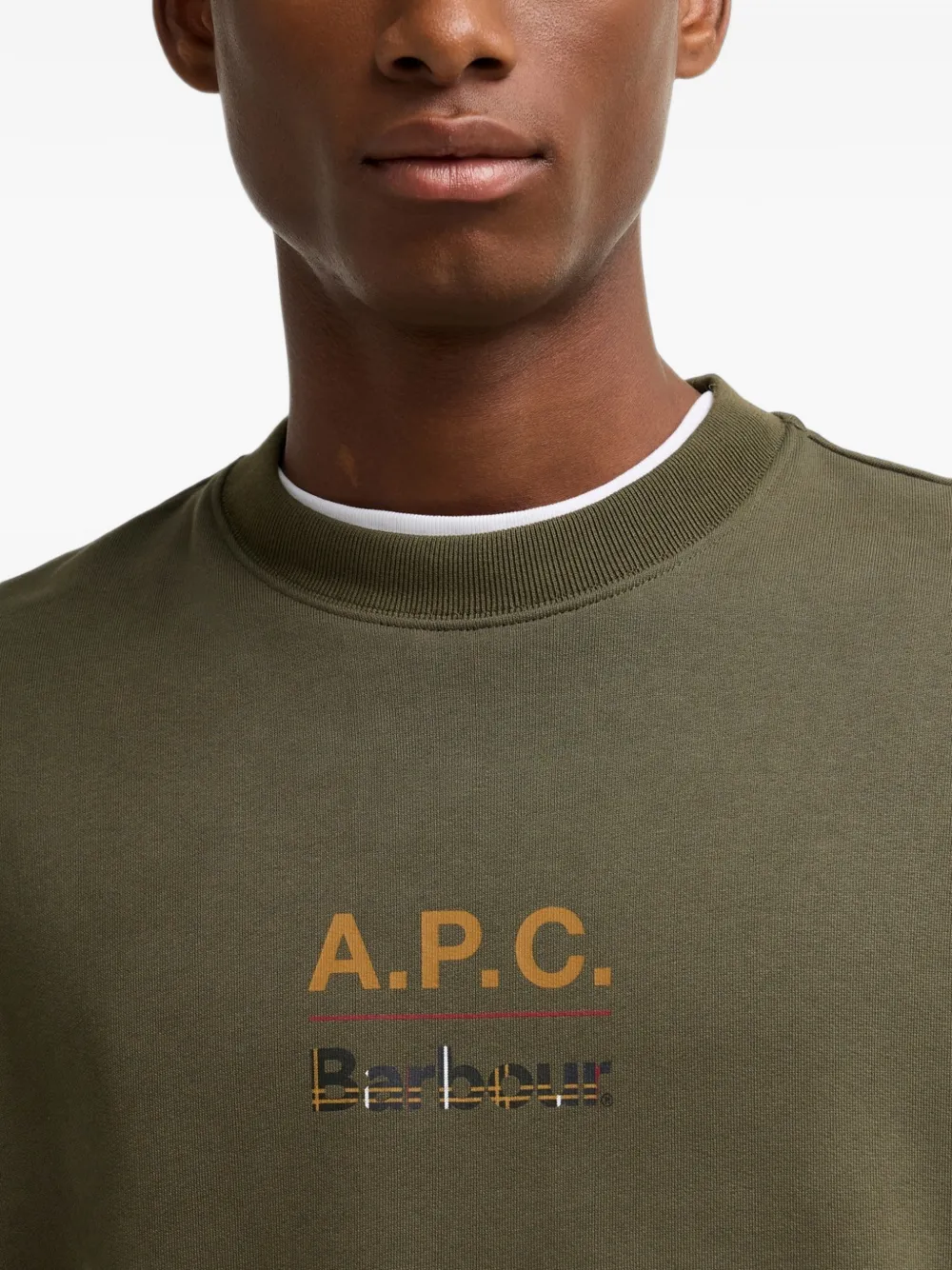 Barbour x A.P.C logo-print cotton sweater Groen