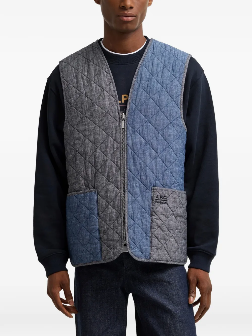Barbour x A.P.C quilted panelled gilet Grijs