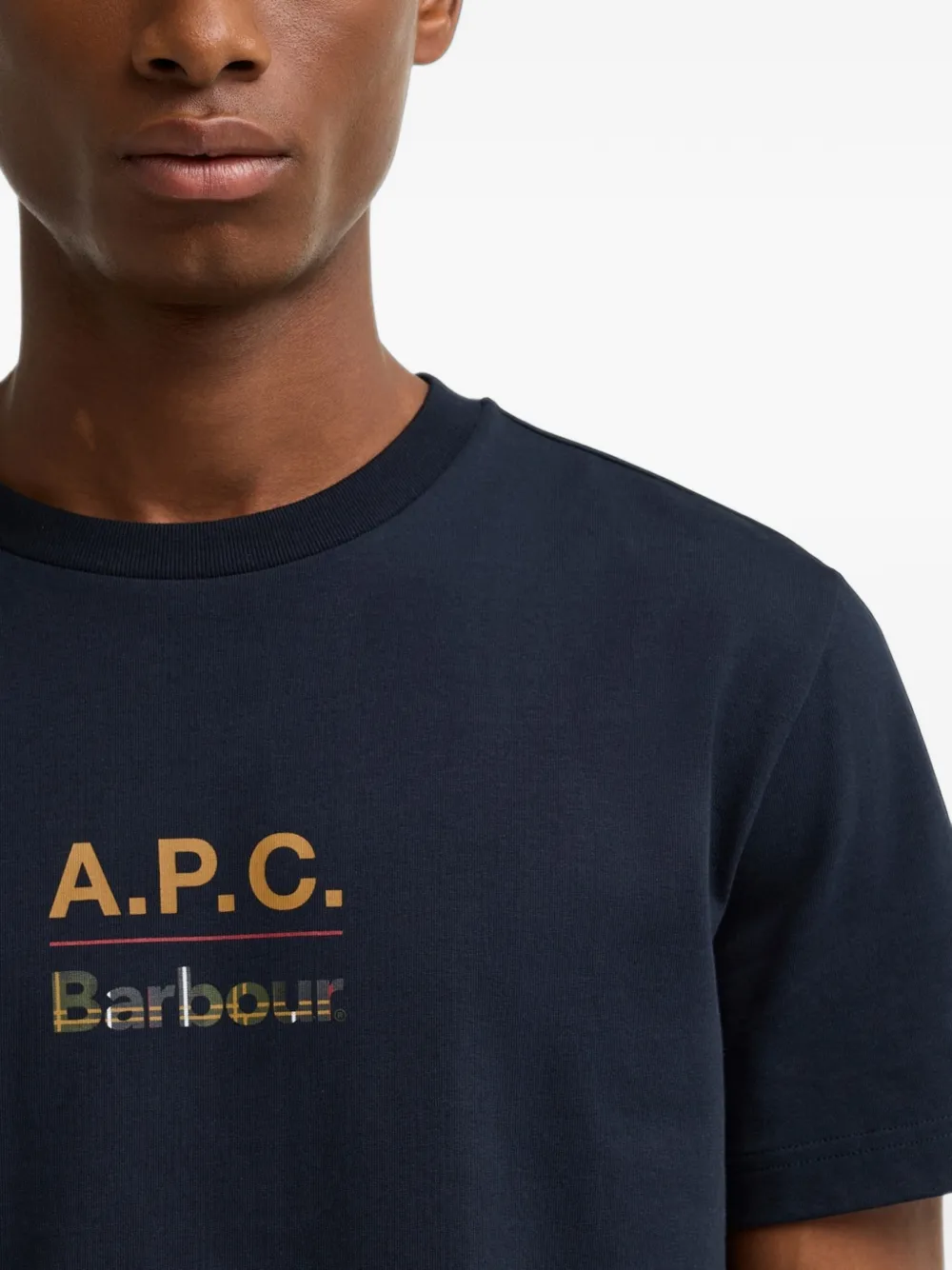 Barbour x A.P.C logo-print T-shirt Blauw