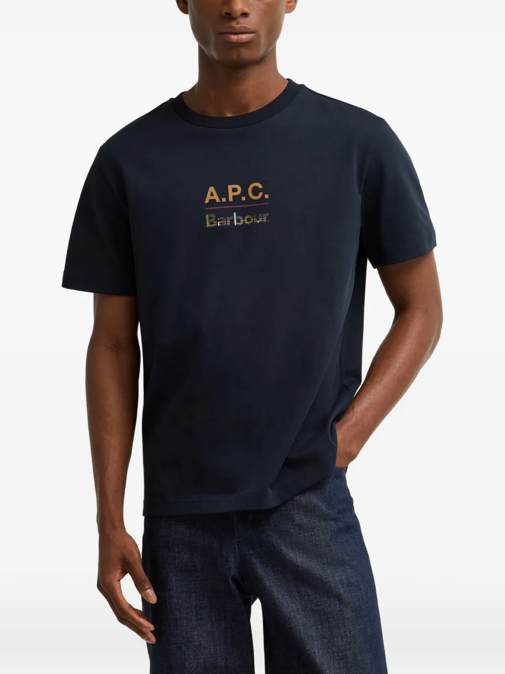Barbour x A.P.C logo-print T-shirt Blauw