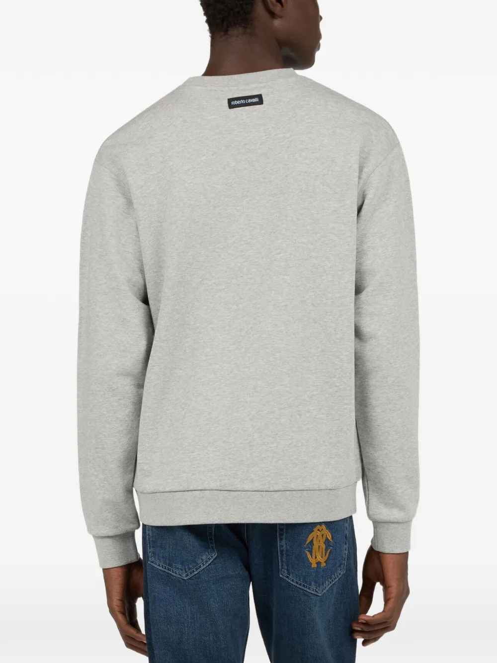 Roberto Cavalli logo-embroidered sweater Grijs