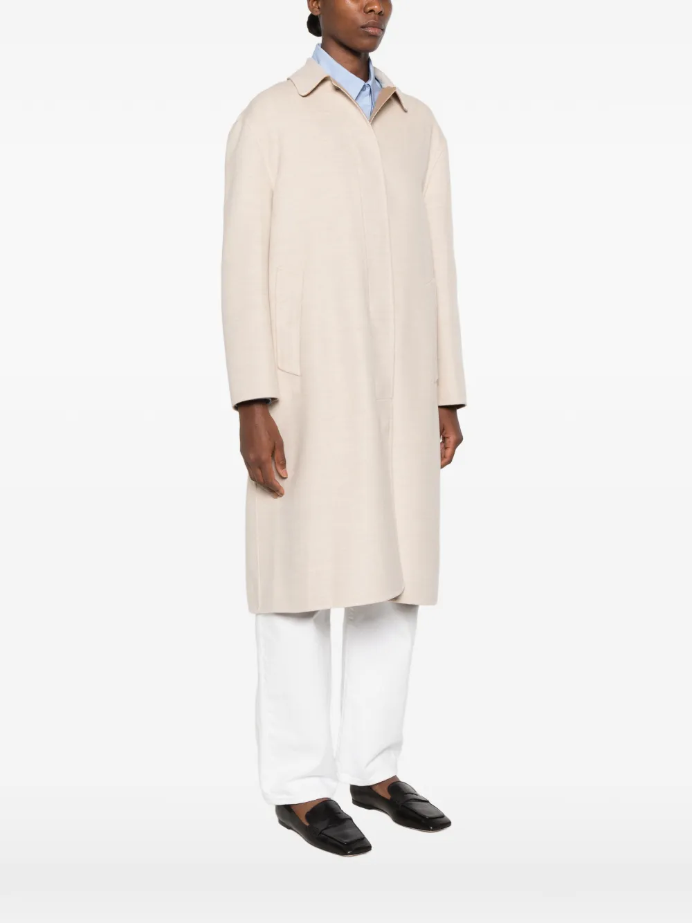 Lardini Pierre concealed-front coat Beige