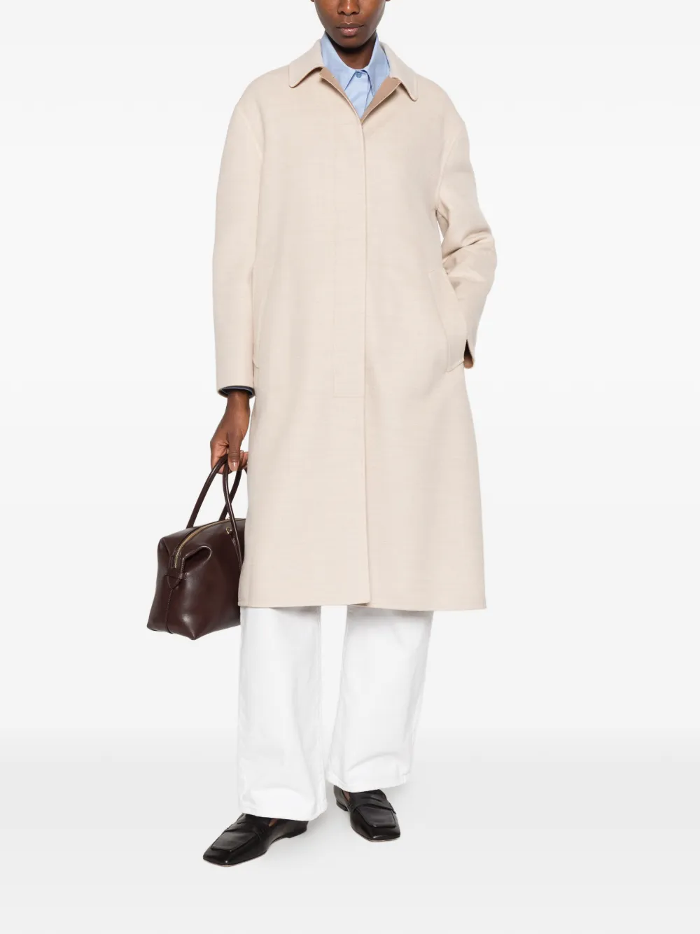Lardini Pierre concealed-front coat Beige