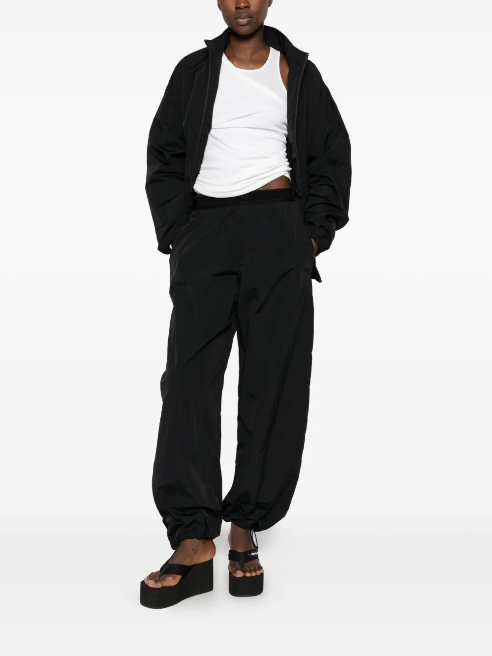 Alexander Wang logo-waistband elasticated-cuffs track pants Zwart