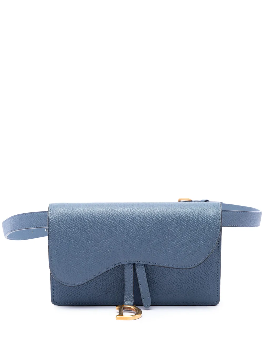 Christian Dior Pre-Owned 2019 Grained Calfskin Saddle Pouch belt bag - Blu