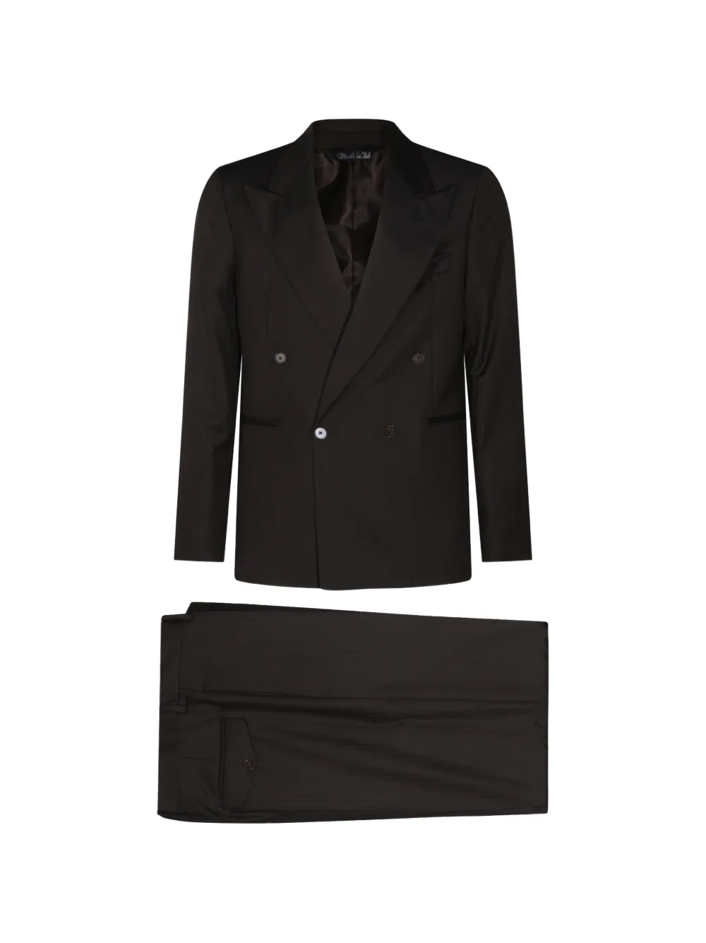 Epoca double-breasted herringbone suit - Marrone