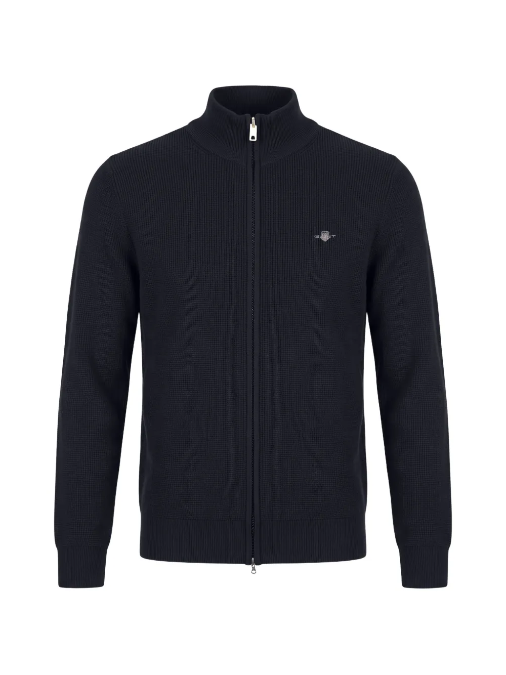 Gant ribbed-knit zip-up cardigan Blauw