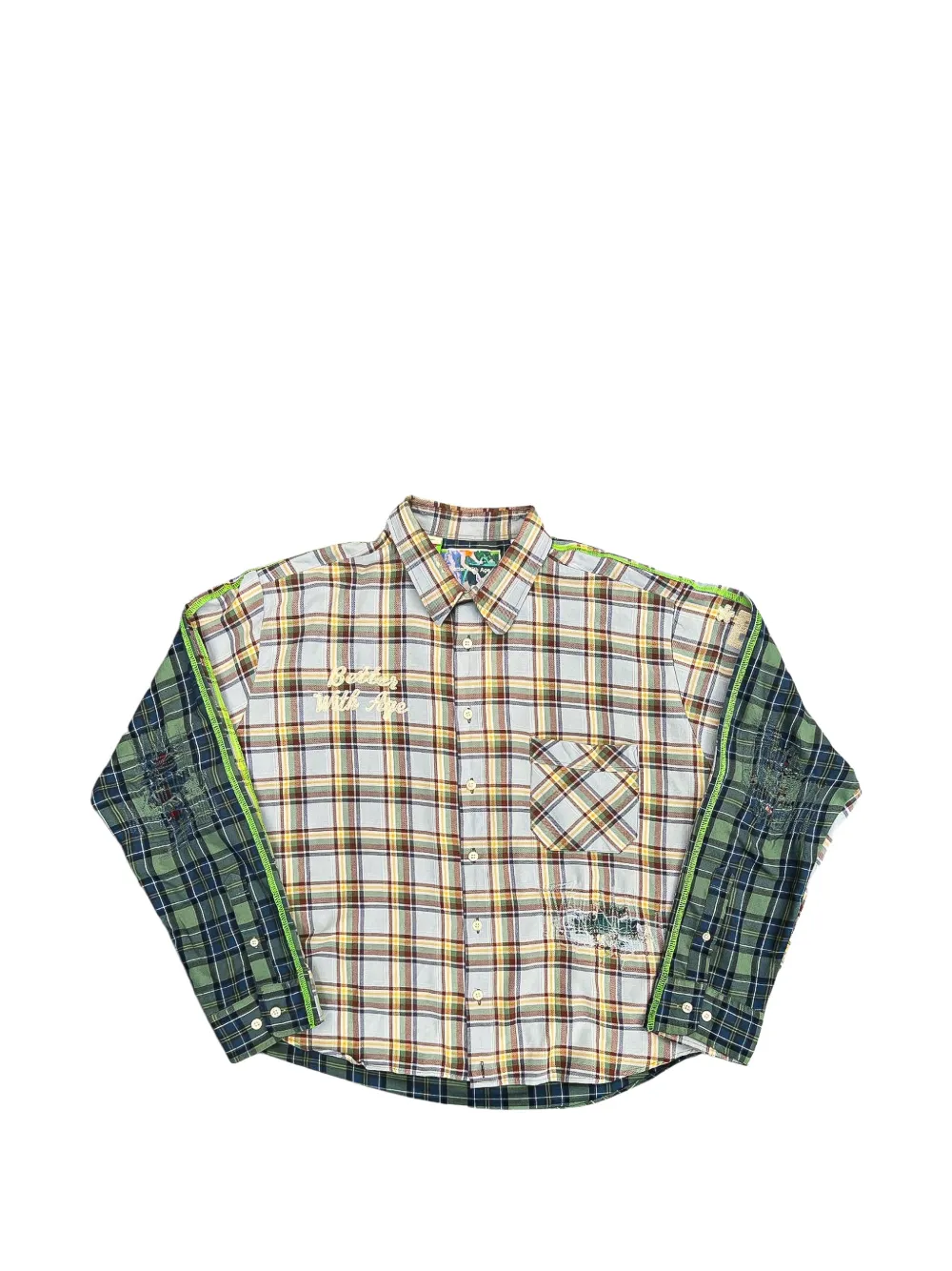 Better with Age Silvia patchwork flannel shirt - Neutrals