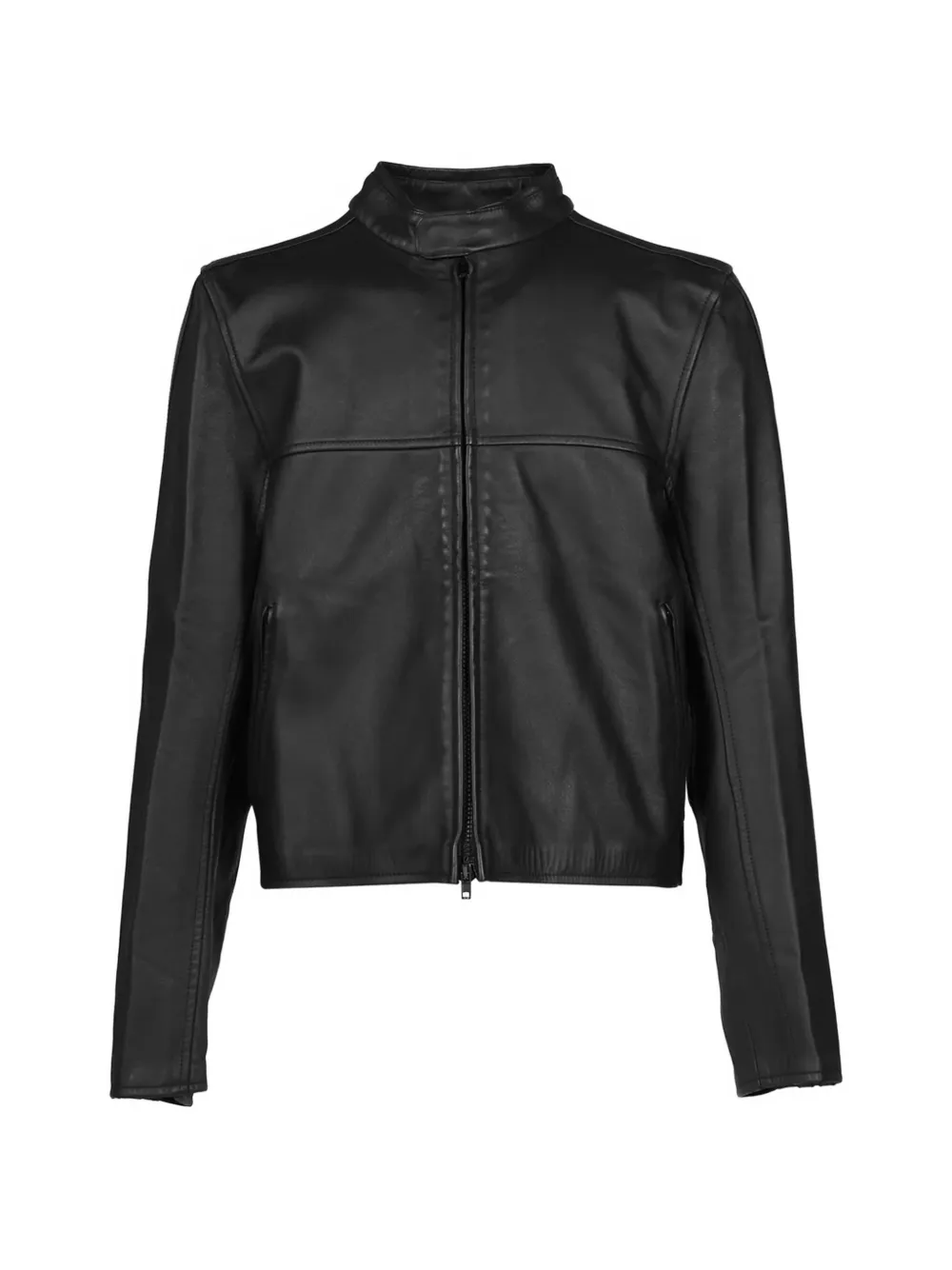 VETEMENTS boxy moto leather jacket Zwart