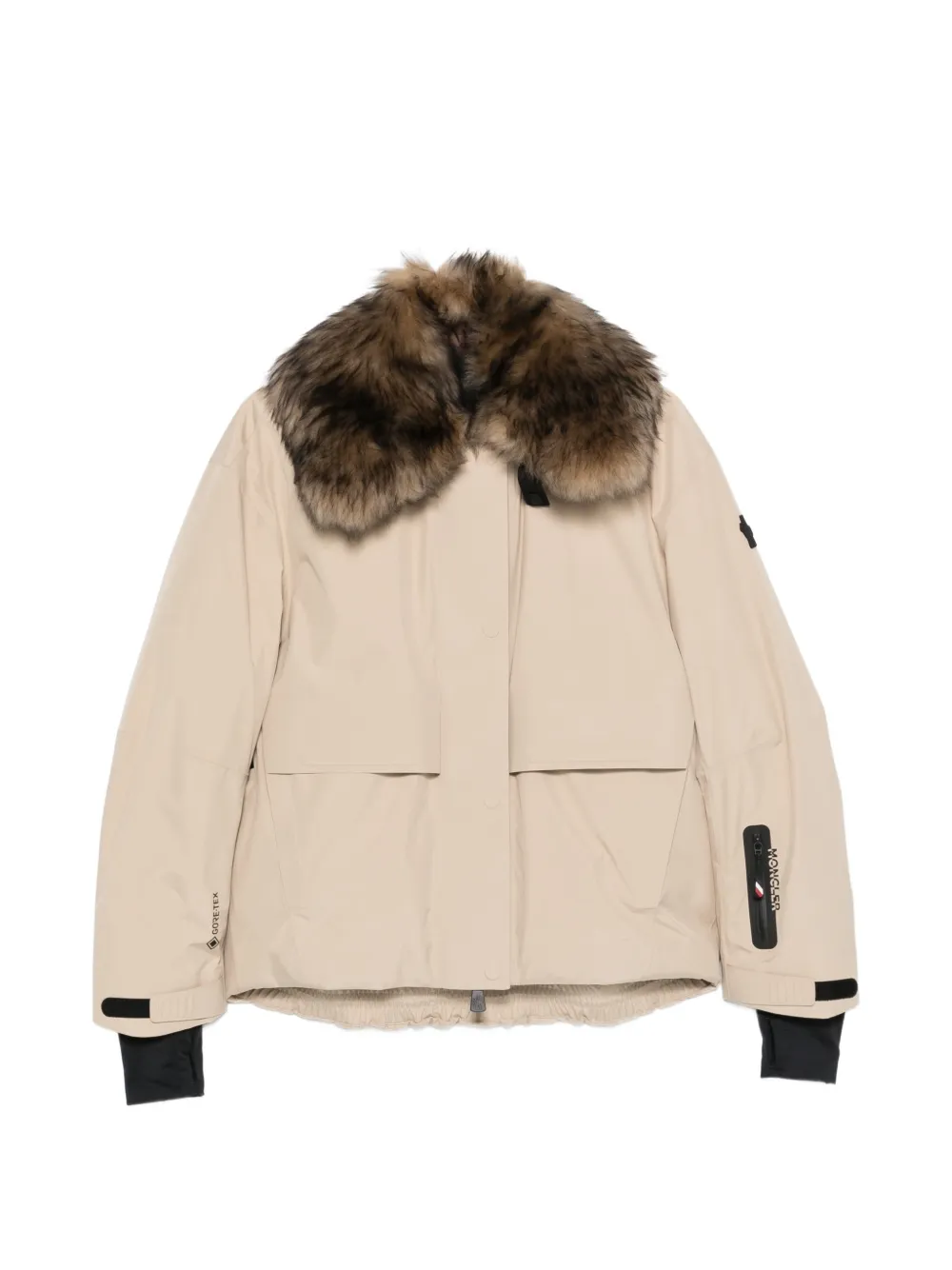 Moncler Grenoble faux-fur trim jacket Beige