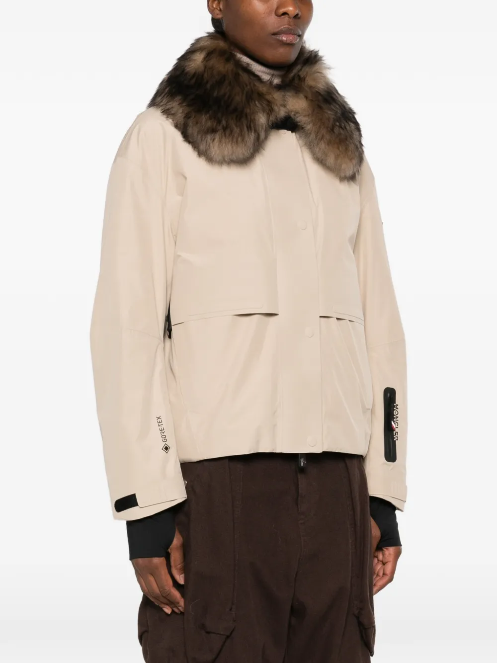 Moncler Grenoble faux-fur trim jacket Beige
