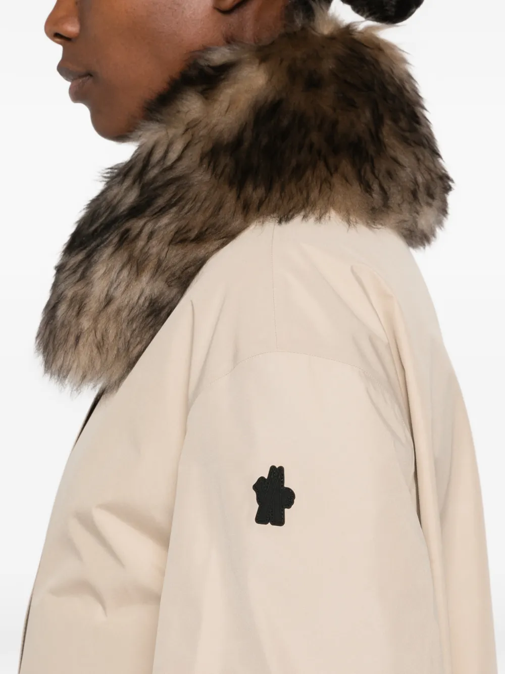Moncler Grenoble faux-fur trim jacket Beige
