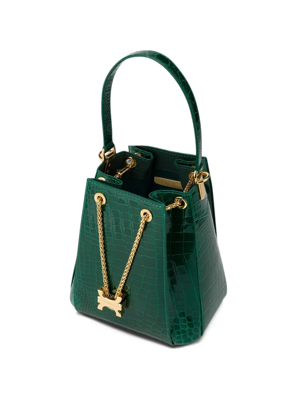 KWANPEN crocodile-effect chain-link bucket bag Groen