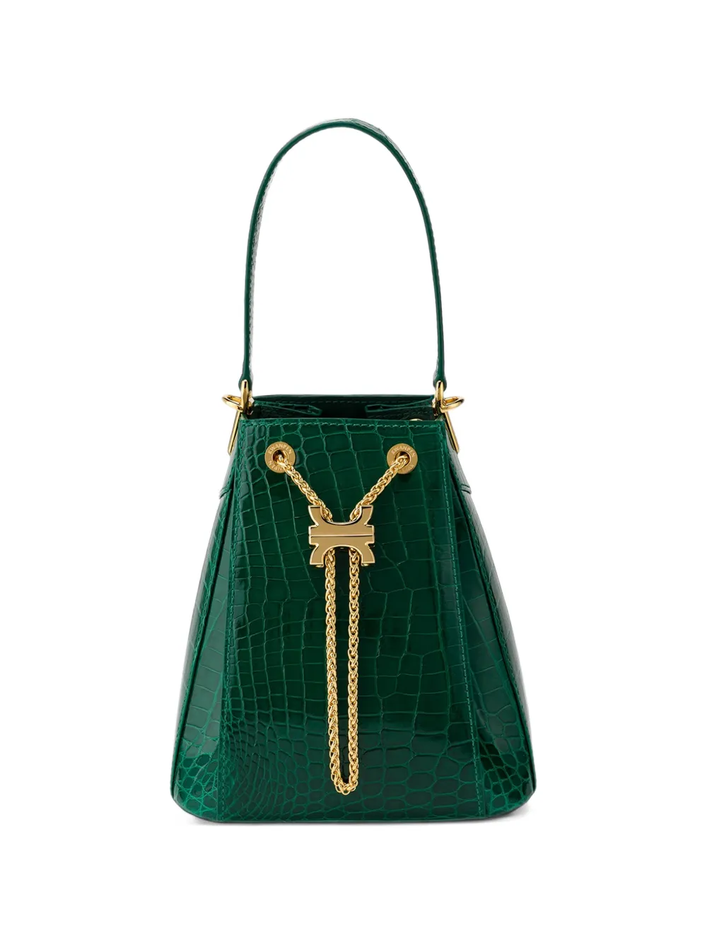 KWANPEN crocodile-effect chain-link bucket bag - Verde