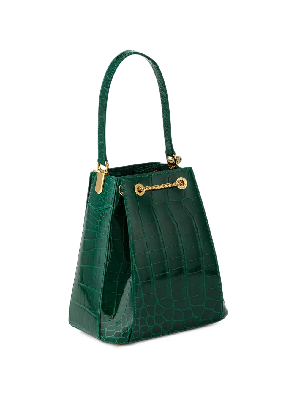 KWANPEN crocodile-effect chain-link bucket bag Groen