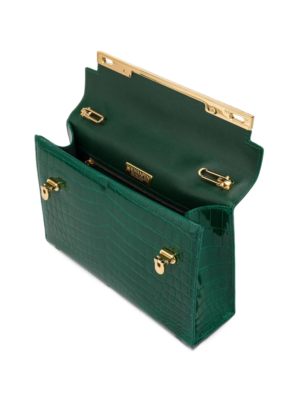 KWANPEN crocodile-effect top-handle shoulder bag Groen