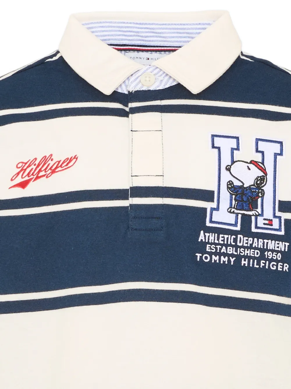 Tommy Hilfiger Junior striped long-sleeve polo shirt Blauw