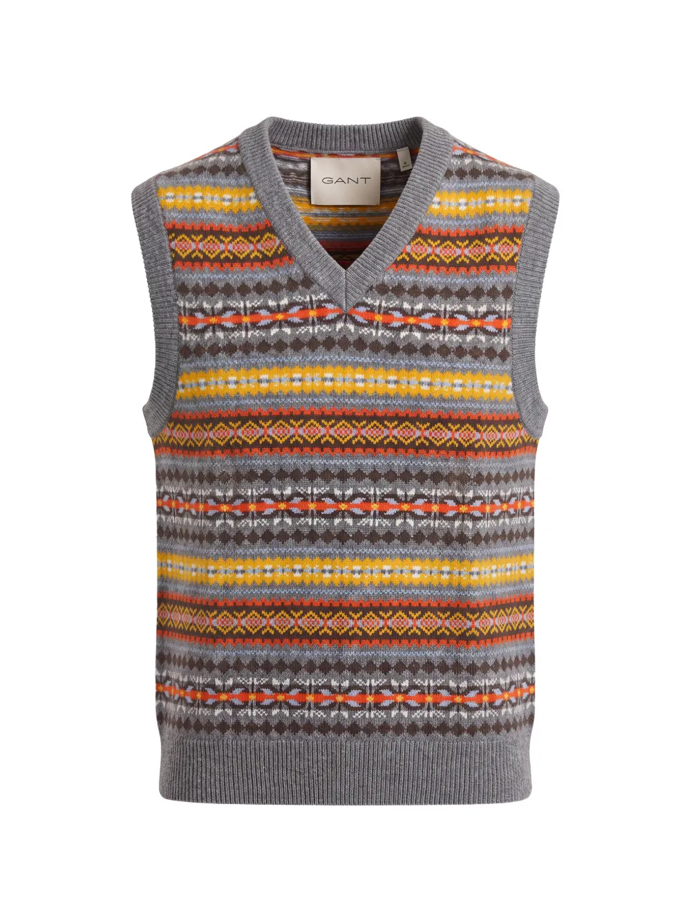 Gant Fair Isle knitted vest Grijs