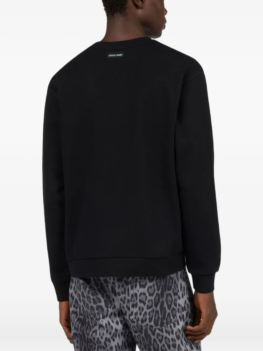 Roberto Cavalli logo-embroidered sweatshirt Zwart