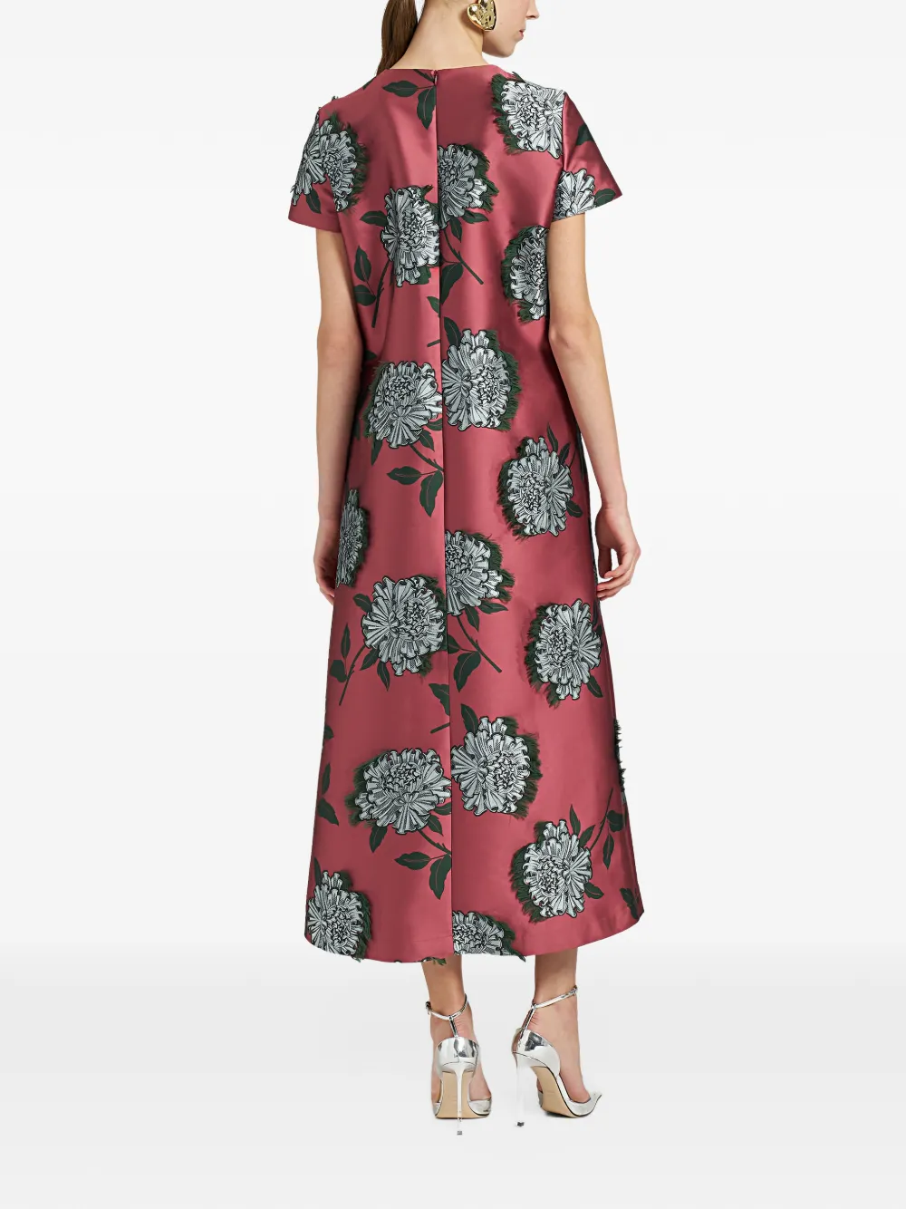 La DoubleJ Swing jurk met bloemenjacquard Roze