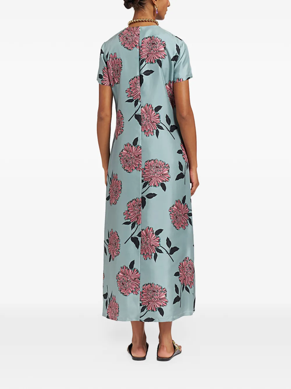La DoubleJ Swing floral-print dress Blauw