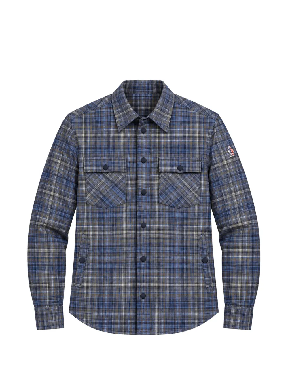 Moncler Grenoble plaid-check cotton shirt Blauw