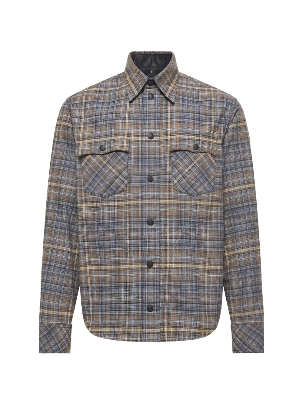Moncler Grenoble plaid-check cotton shirt Blauw