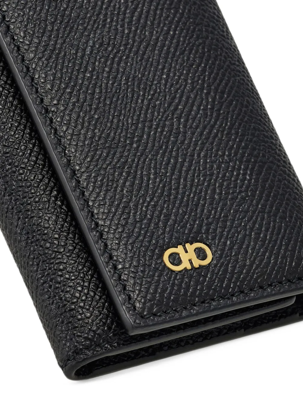 Ferragamo Gancini grained-leather key case Zwart