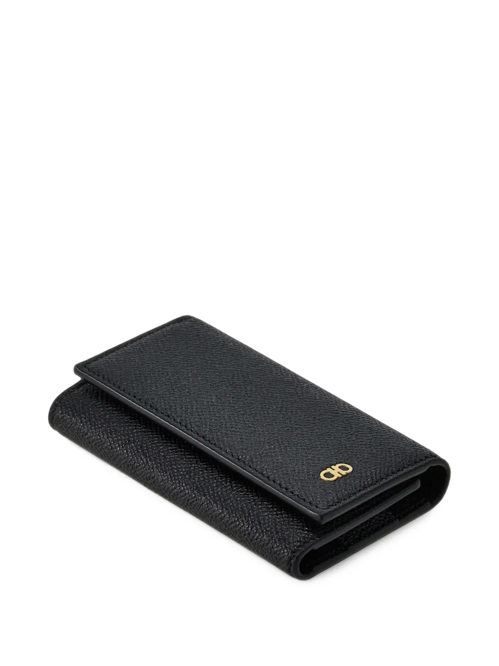 Ferragamo Gancini grained-leather key case Zwart