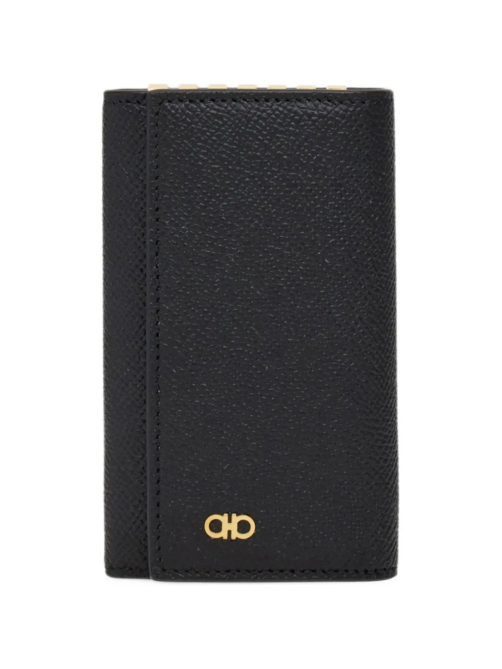 Ferragamo Gancini grained-leather key case Zwart