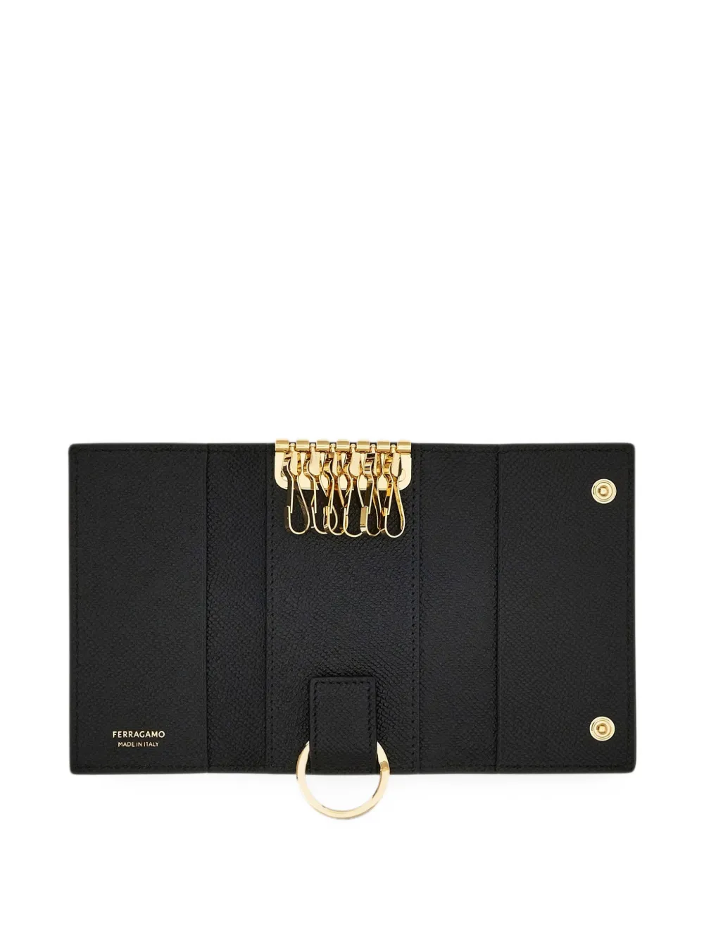 Ferragamo Gancini grained-leather key case Zwart